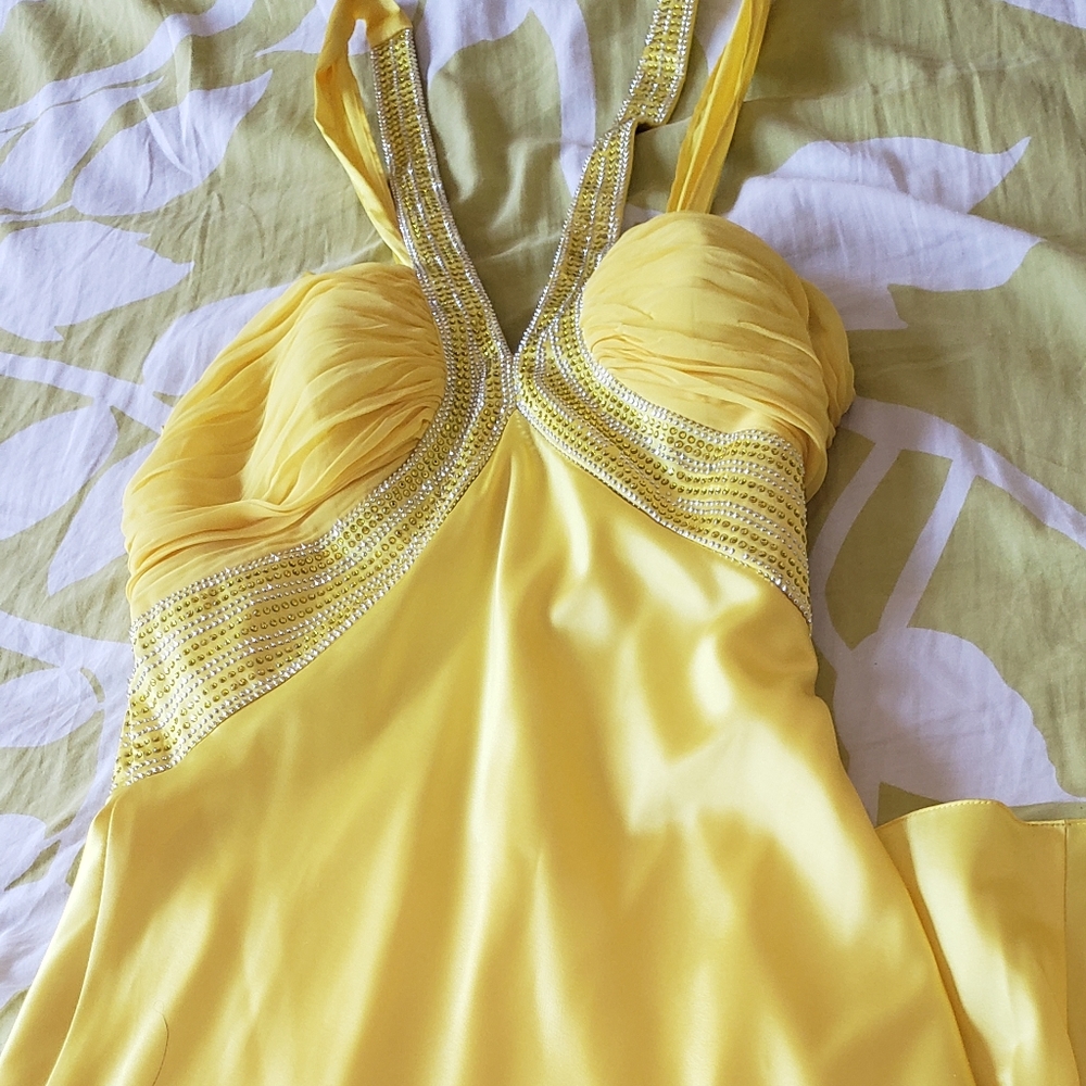 Bora halter floor length yellow gown